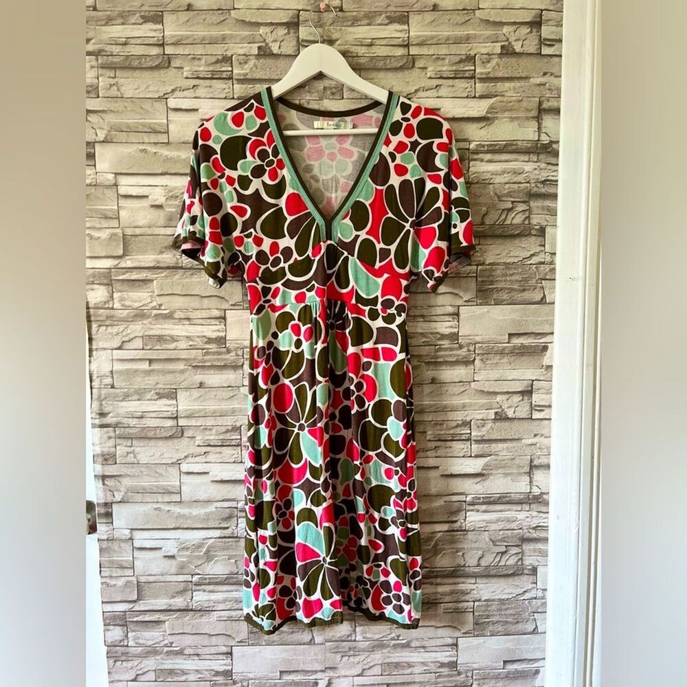Boden || Mini Multicolor Y2K style Floral Kimono Empire Waist Dress 2R